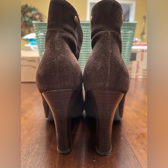 Franco Sarto Women's Ankle Boots Booties Brown High Heel Suede Size 7M - Picture 6 of 10